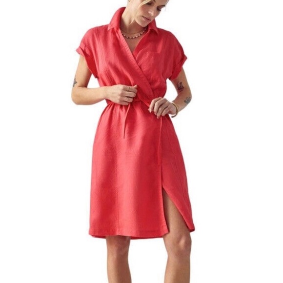 Athleta Dresses & Skirts - Athleta Playa Wrap Dress new with tags size 12 Passionfruit Coral.